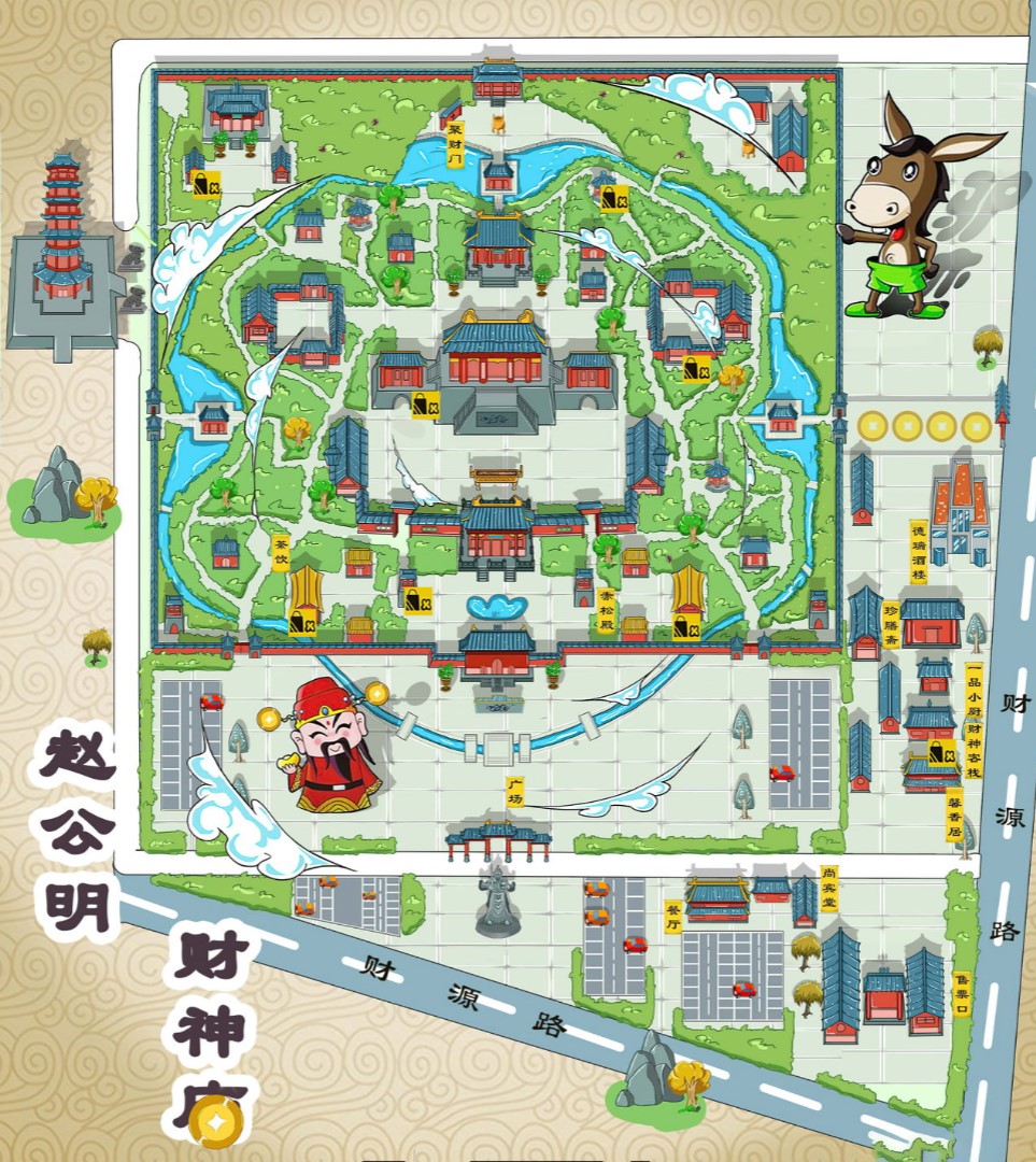 禹城寺庙类手绘地图